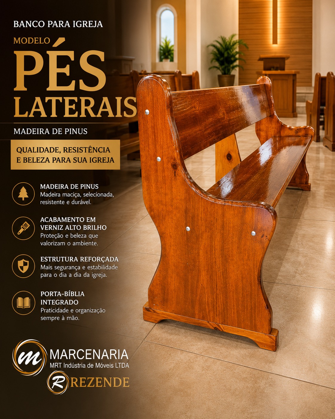 Bancos para igreja – Marcenaria Rezende