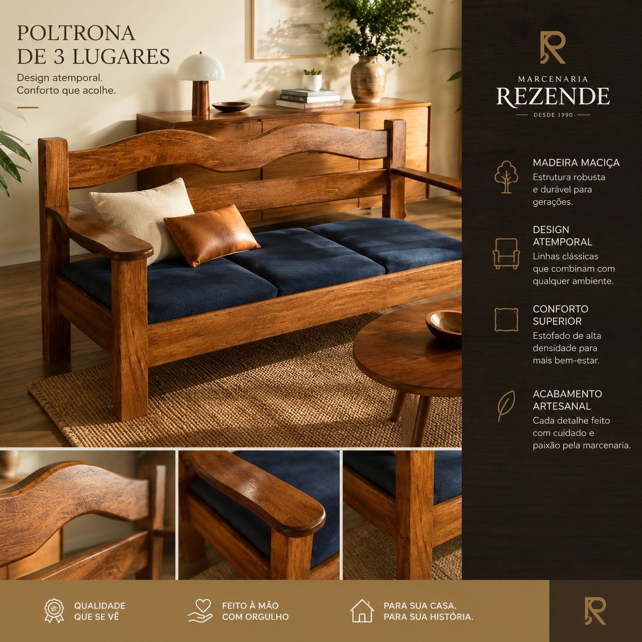 Poltronas e Sofás em Madeira – Marcenaria Rezende